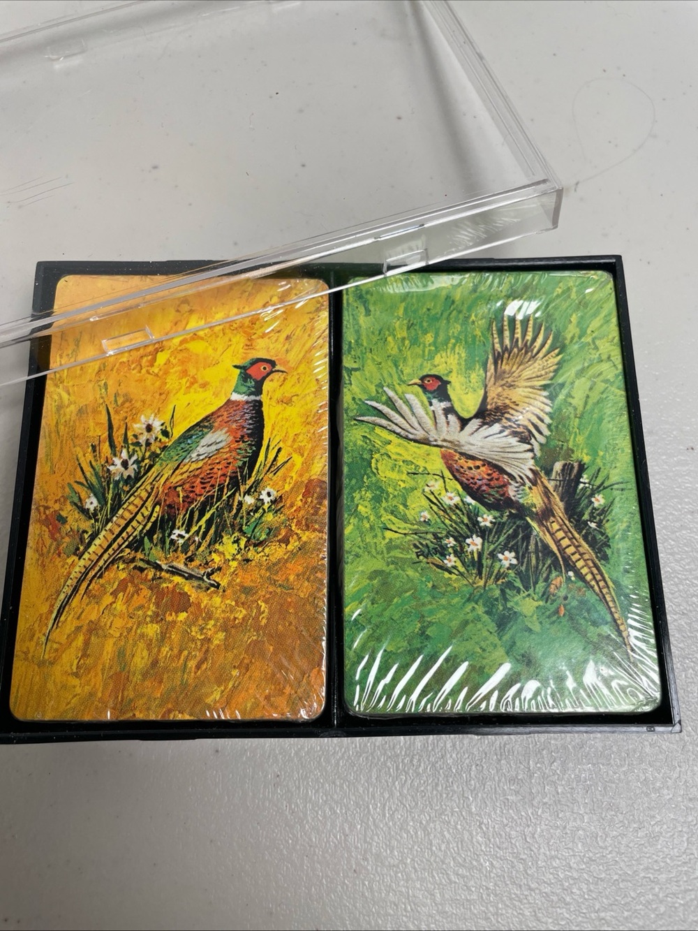 2 VTG Decks Playing Cards SEALED Pheasants Quails Birds Merrigold Press W Case